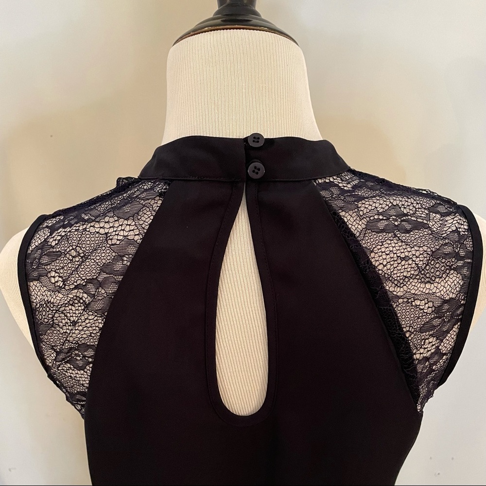 Navy blouse with lace detail new with tags